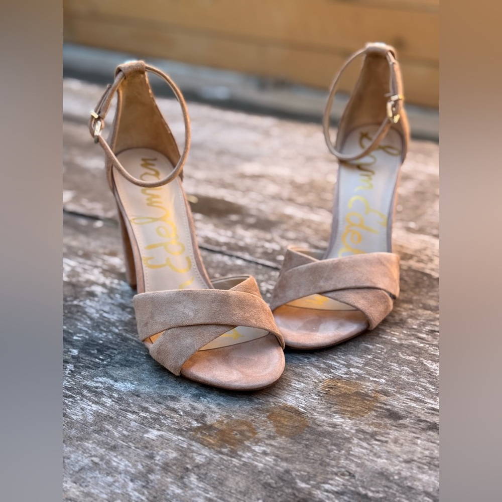 Sam Edelman Yancy Block Heel Suede Ankle Strap Sandal!